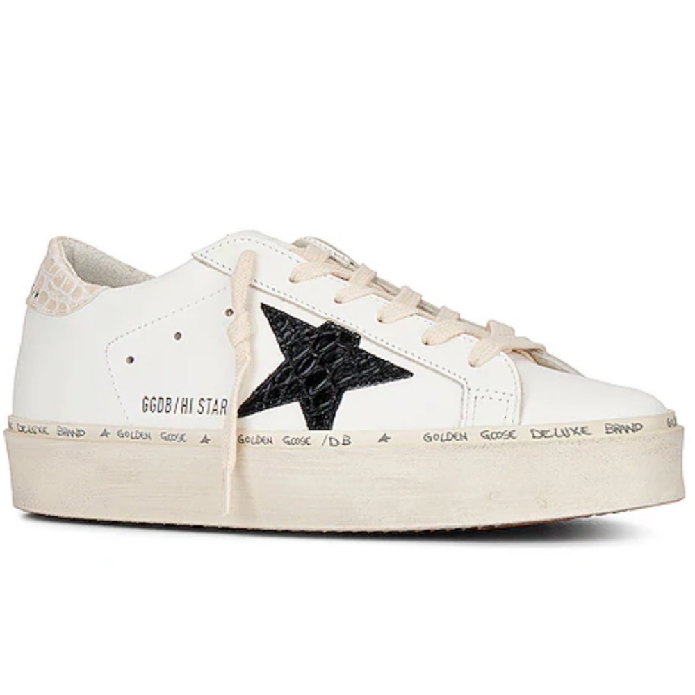 Golden Goose Hi Star w/black star & ivory leather heel tab. Never worn!